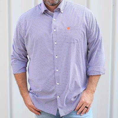 Clemson | Peter Millar Gingham Stretch Woven Shirt Alumni Hall