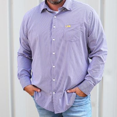 Lsu | Peter Millar Gingham Stretch Woven Shirt Alumni Hall