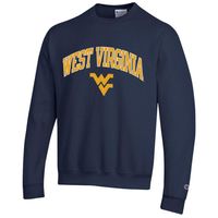 Wvu | West Virginia Champion Fleece Screen Print Arch With Logo Crew Alumni Hall