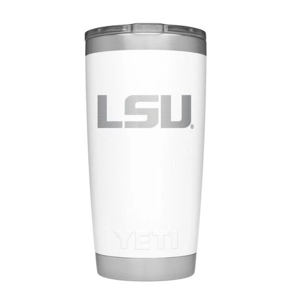 LSU Yeti 20 oz White Powder Coated Rambler