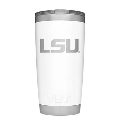LSU Yeti 20 oz White Powder Coated Rambler