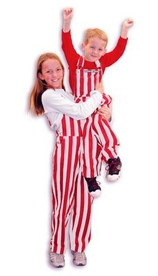 Ah | Crimson And White Youth Game Bibs Striped Overalls Alumni Hall