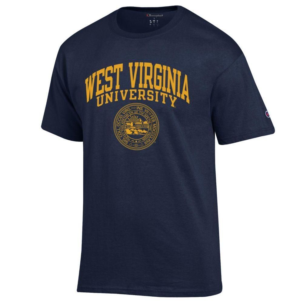 West Virginia Champion Men's Arch College Seal Tee Shirt