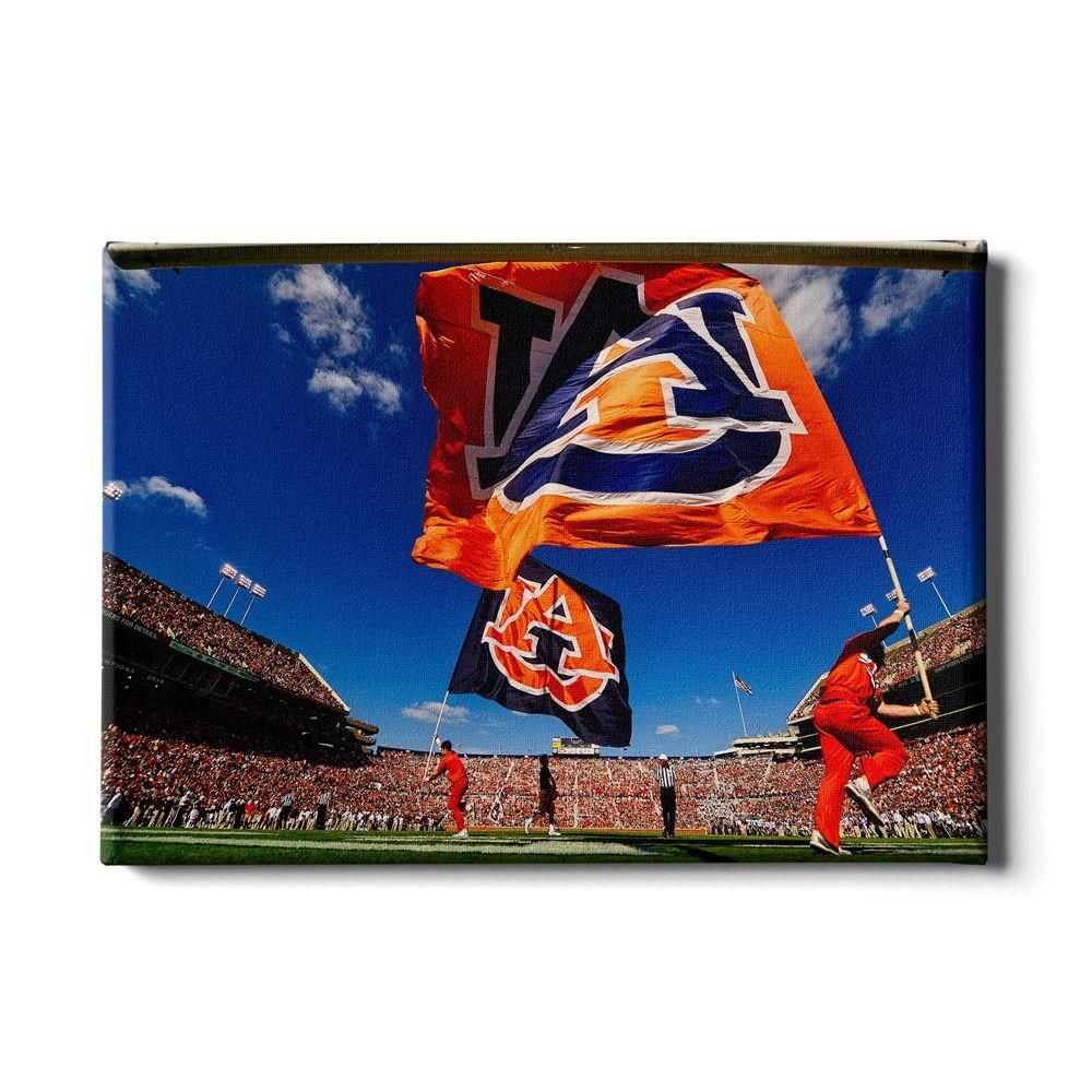  Aub | Auburn 24in X 16in Au Flags Canvas | Alumni Hall