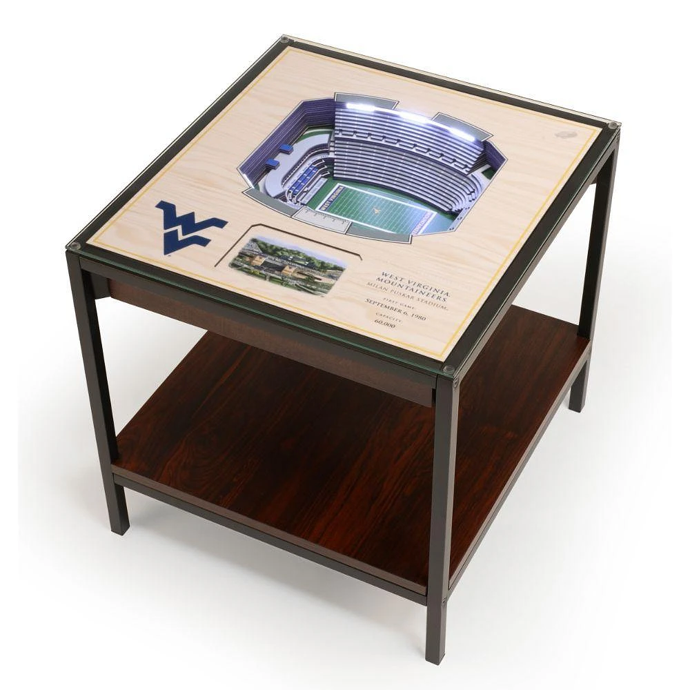 West Virginia Milan Puskar Stadium Lighted End Table