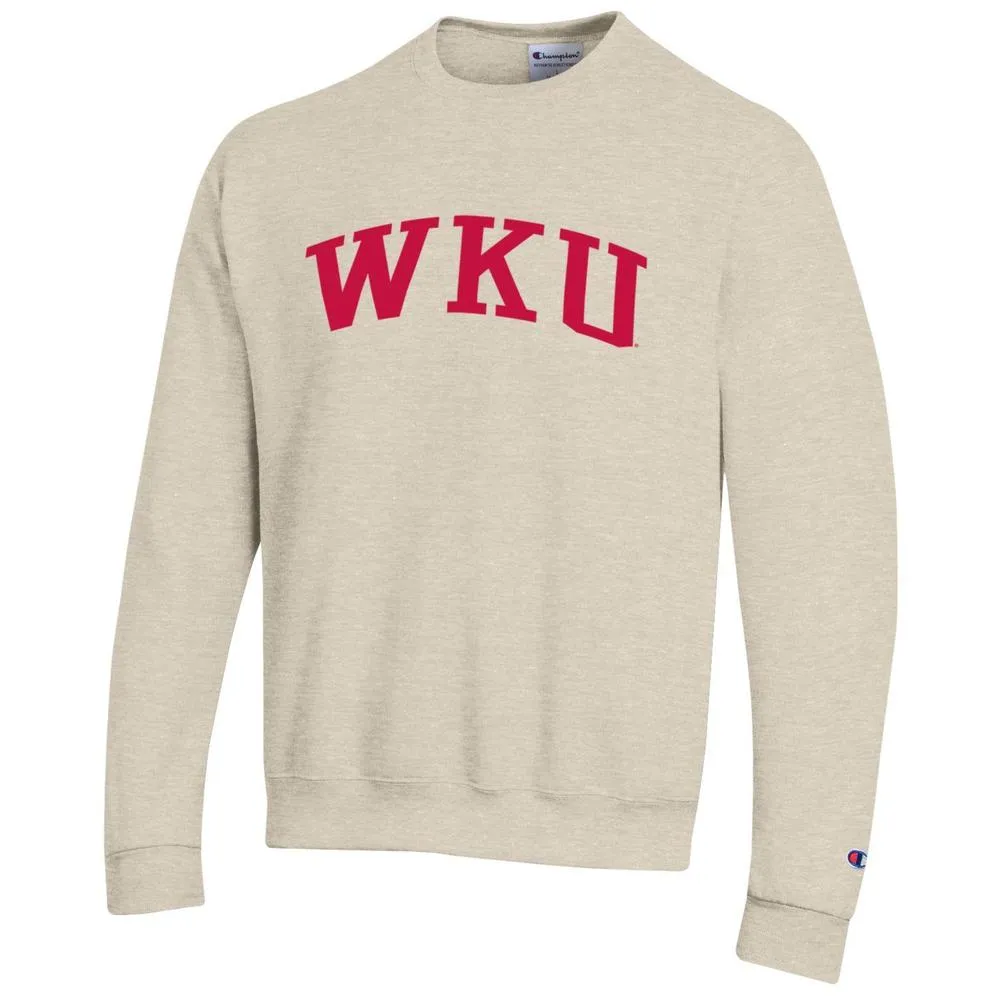 Wku | Western Kentucky Champion Arch Logo Oatmeal Fleece Crew Alumni Hall