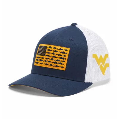 Wvu | West Virginia Columbia Pfg Fish Flag Mesh Hat Alumni Hall