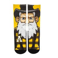  App | Appalachian State Rockem Youth Split Mascot Face Crew Socks | Alumni Hall