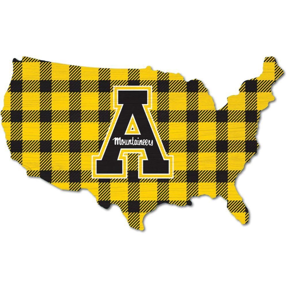  App | Appalachian State Legacy Buffalo Plaid Usa Shape Wall Art | Alumni Hall