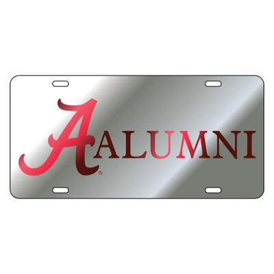  Alabama License Plate Silver/Crimson Script A Alumni