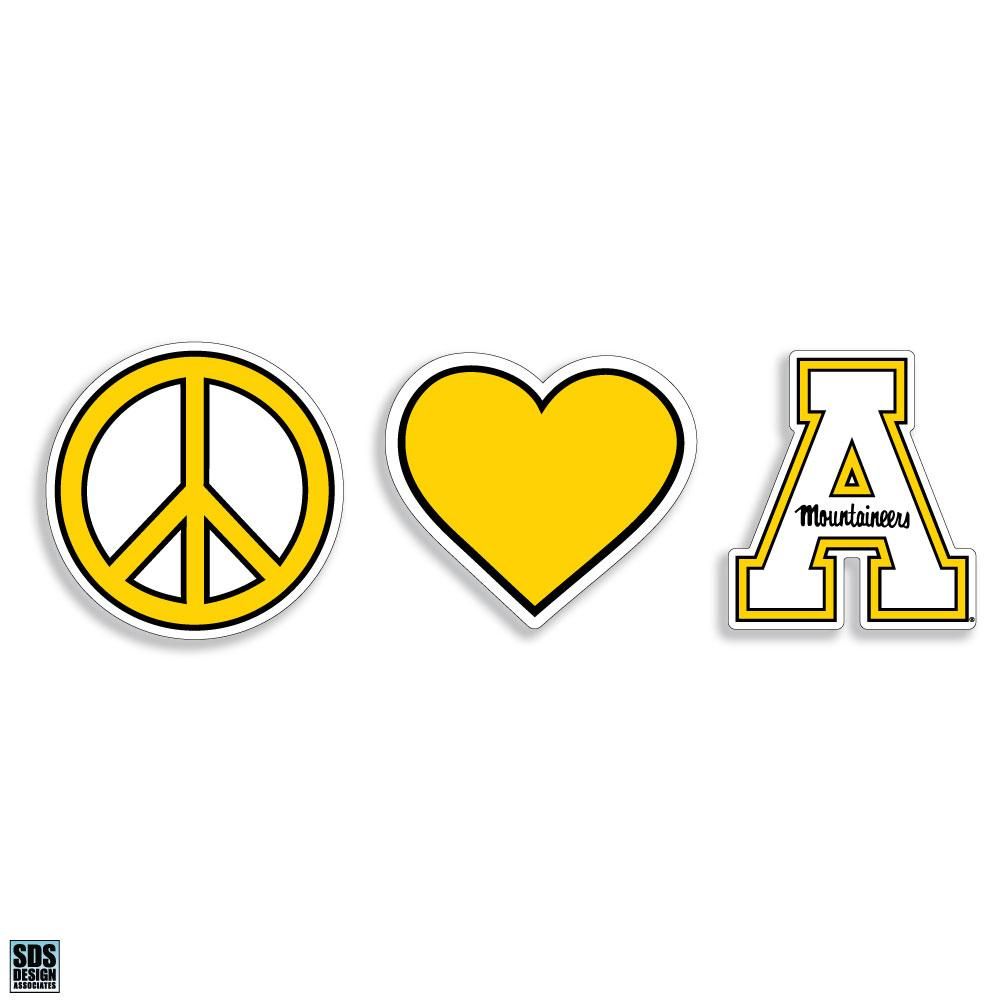  App | Appalachian State Peace, Love, App Decal 6 X 2  | Alumni Hall