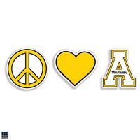  App | Appalachian State Peace, Love, App Decal 6 X 2  | Alumni Hall