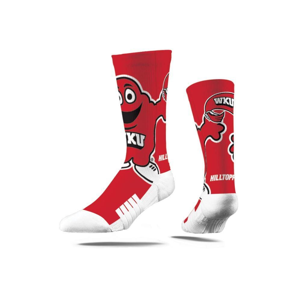  Wku | Western Kentucky Strideline Mascot Full Sublimated Crew Socks | Alumni Hall