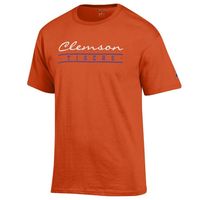 Clemson Champion Women's Script Bar Mascot Tee