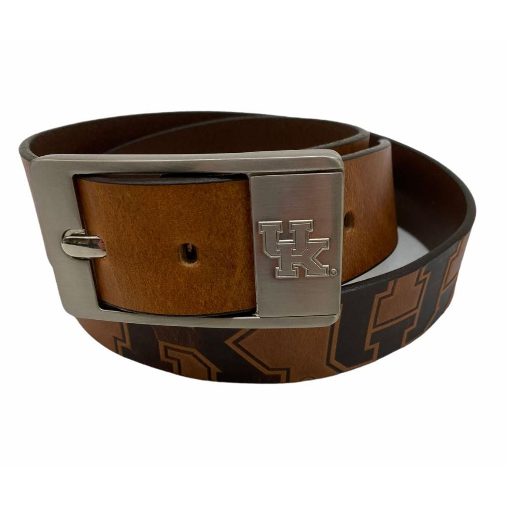 Kentucky Eagles Wings Brandish Leather Belt