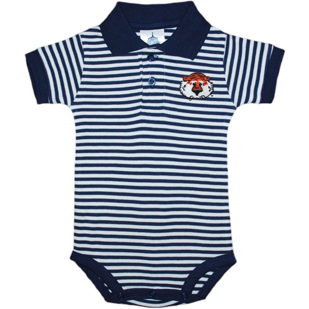 Aub | Auburn Infant Creative Knitwear Aubie Striped Short Sleeve Polo Bodysuit Alumni Hall