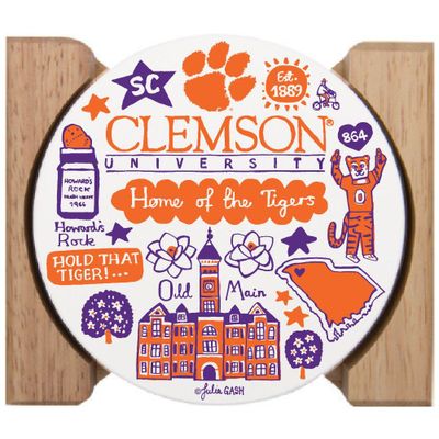  Clemson | Clemson Tigers Julia Gash Drink Coasters (4 Pack) | Alumni Hall