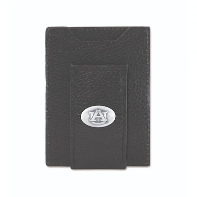 Auburn Zep-Pro Black Leather Concho Front Pocket Wallet