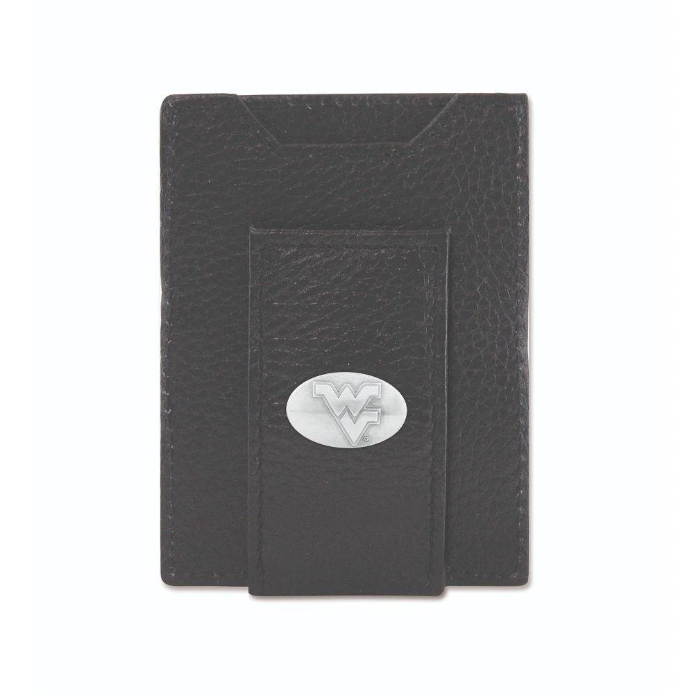 West Virginia Zep-Pro Black Leather Concho Front Pocket Wallet