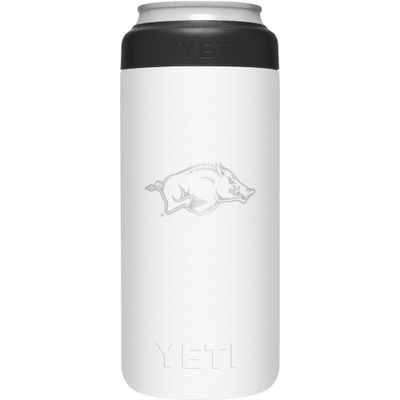 Arkansas Yeti White Primary Logo Slim Colster