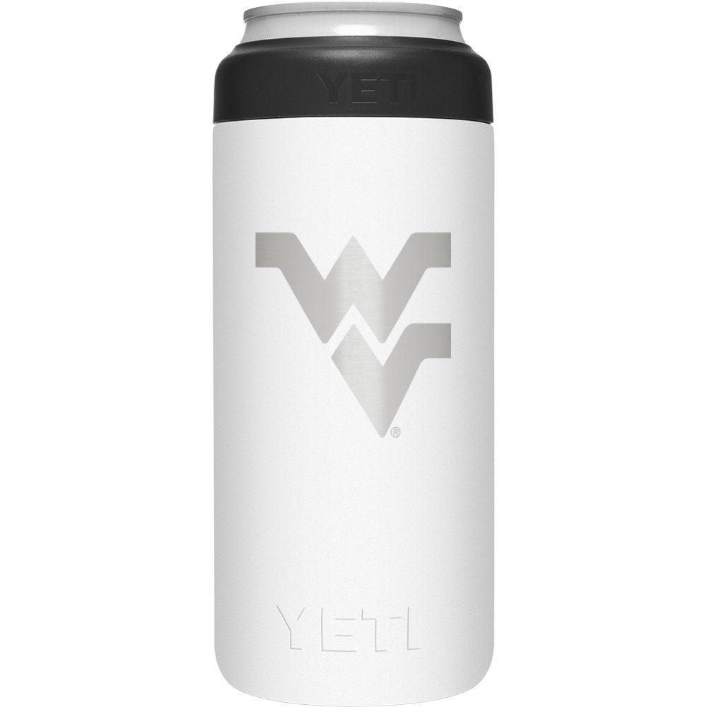 West Virginia Yeti White Primary Logo Slim Colster