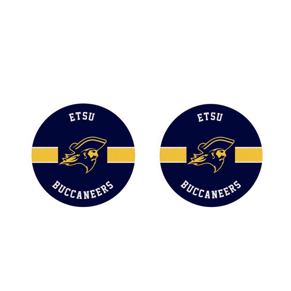  Bucs | Etsu 2pk Striped Car Coaster | Alumni Hall