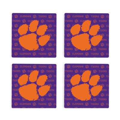  Clemson | Clemson 4pk Primary Repeat Logo Coaster | Alumni Hall