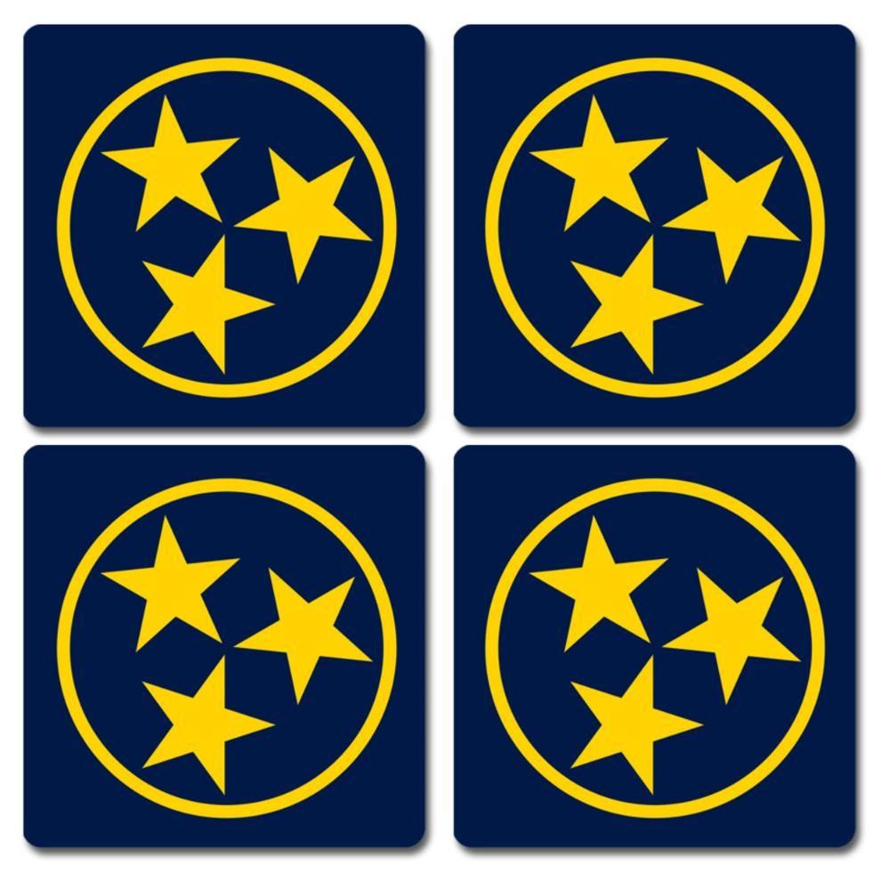  Ah | Blue And Gold Legacy Tri- Star Coaster 4- Pack | Alumni Hall