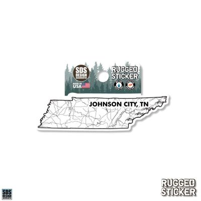  Ahs | Seasons Design Johnson City State Map 3.25  Decal | Alumni Hall
