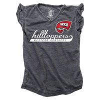 Wku | Western Kentucky Kids Script Burnout Ruffle Short Sleeve Tee Alumni Hall