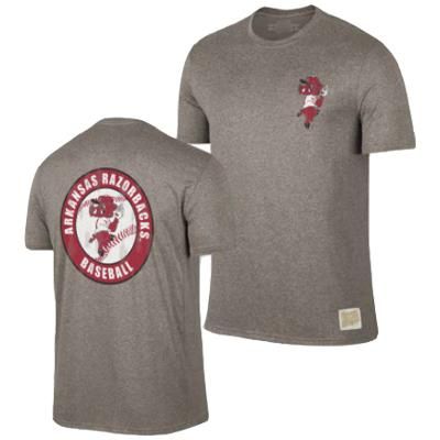 Razorbacks | Arkansas Retro Brand Men's Pitching Ribby Circle Streaky Tee Alumni Hall