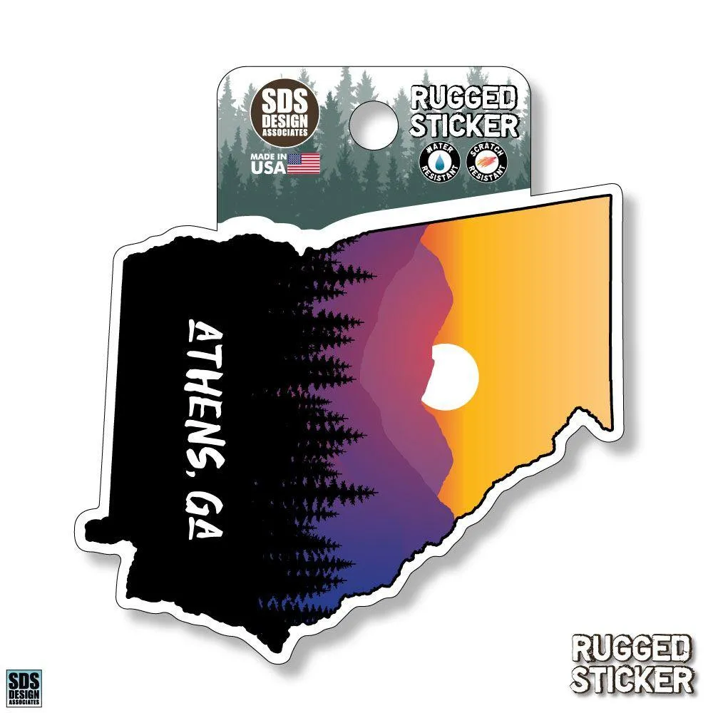  Ahs | Seasons Design Athens State Shape Sunset 3.25  Decal | Alumni Hall