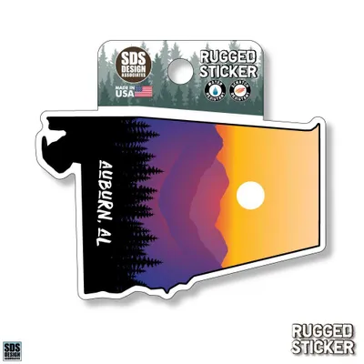  Ahs | Seasons Design Auburn State Shape Sunset 3.25  Decal | Alumni Hall