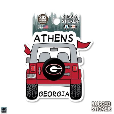  Dawgs | Georgia Seasons Design Cartoon Jeep 3.25  Decal | Alumni Hall