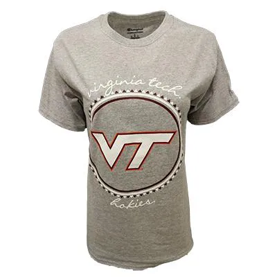 Vt | Virginia Tech Champion Gingham Script T- Shirt Alumni Hall