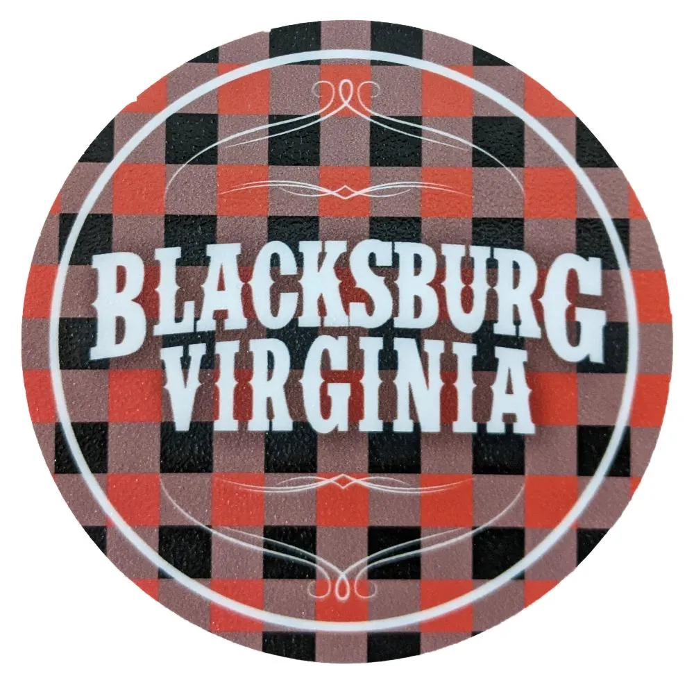  Vt | Blacksburg Seasons Designs Buffalo Check Rugged Sticker | Alumni Hall