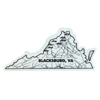  Vt | Blacksburg Seasons Designs State Map Rugged Sticker | Alumni Hall