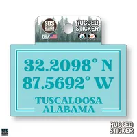  Ahs | Seasons Design Tuscaloosa Coordinates 3.25  Decal | Alumni Hall