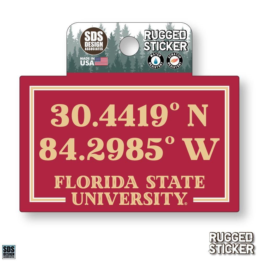  Ahs | Seasons Design Florida State Coordinates 3.25  Decal | Alumni Hall