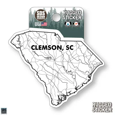  Ahs | Seasons Design Clemson State Map 3.25  Decal | Alumni Hall