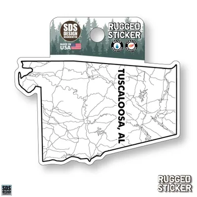  Ahs | Seasons Design Tuscaloosa State Map 3.25  Decal | Alumni Hall