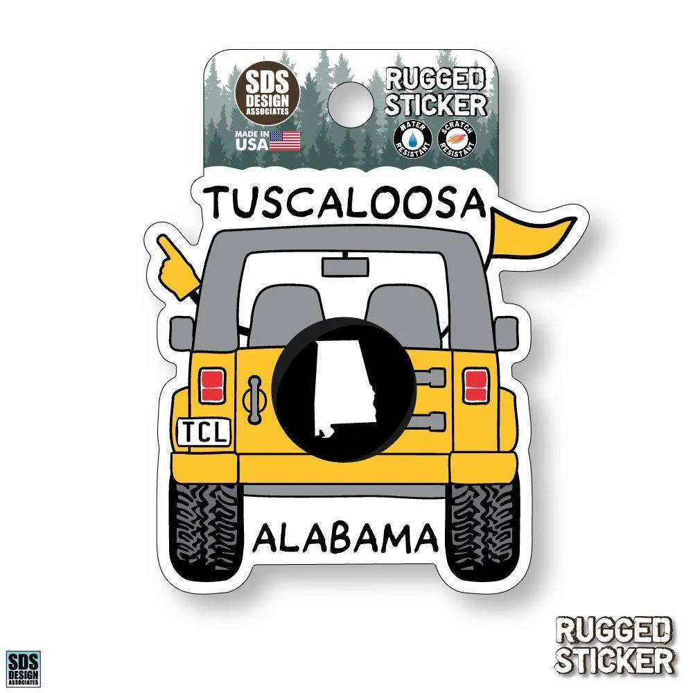  Ahs | Seasons Design Tuscaloosa Cartoon Jeep 3.25  Decal | Alumni Hall