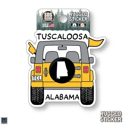  Ahs | Seasons Design Tuscaloosa Cartoon Jeep 3.25  Decal | Alumni Hall