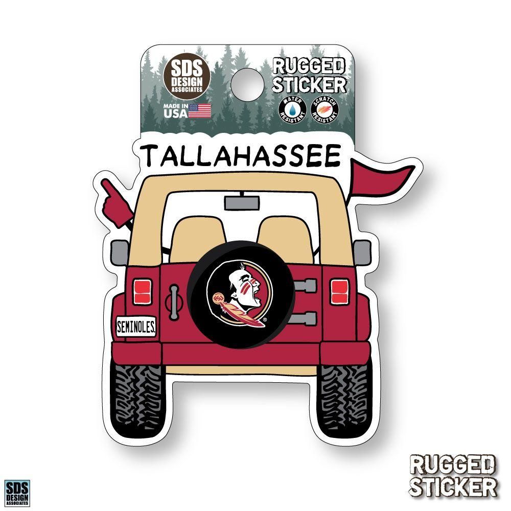  Fsu | Florida State Seasons Design Cartoon Jeep 3.25  Decal | Alumni Hall