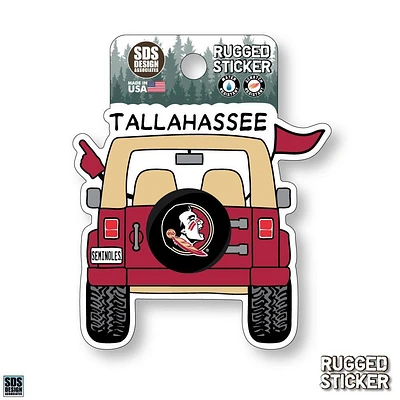 Florida State Seasons Design Cartoon Jeep 3.25