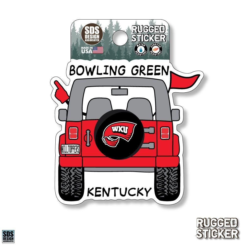  Wku | Western Kentucky Seasons Design Cartoon Jeep 3.25  Decal | Alumni Hall