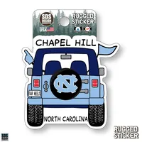  Unc | Unc Seasons Design Cartoon Jeep 3.25  Decal | Alumni Hall