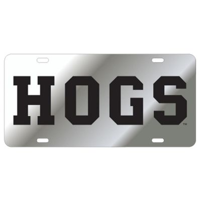  Arkansas License Plate  Hogs  (Black/Silver)