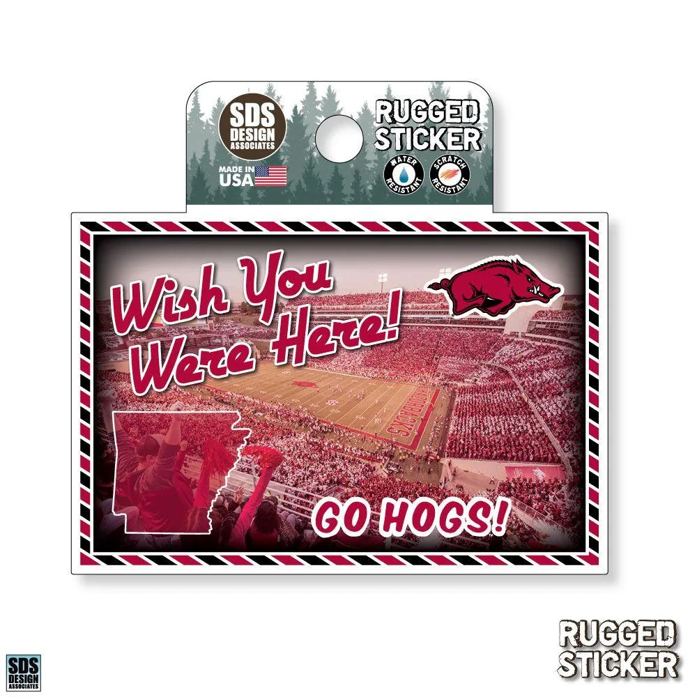  Razorbacks | Arkansas Seasons Design Wish You Were Here 3.25  Decal | Alumni Hall