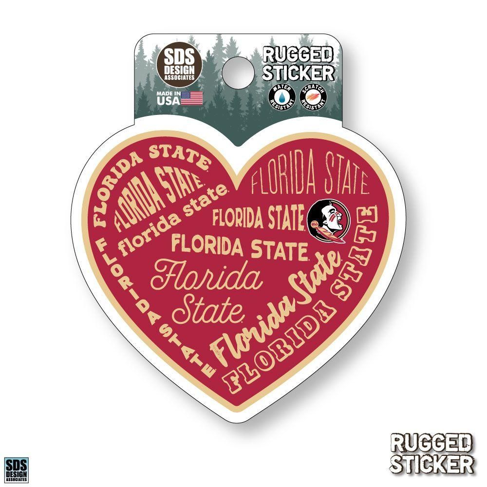  Fsu | Florida State Seasons Design Heart 3.25  Decal | Alumni Hall